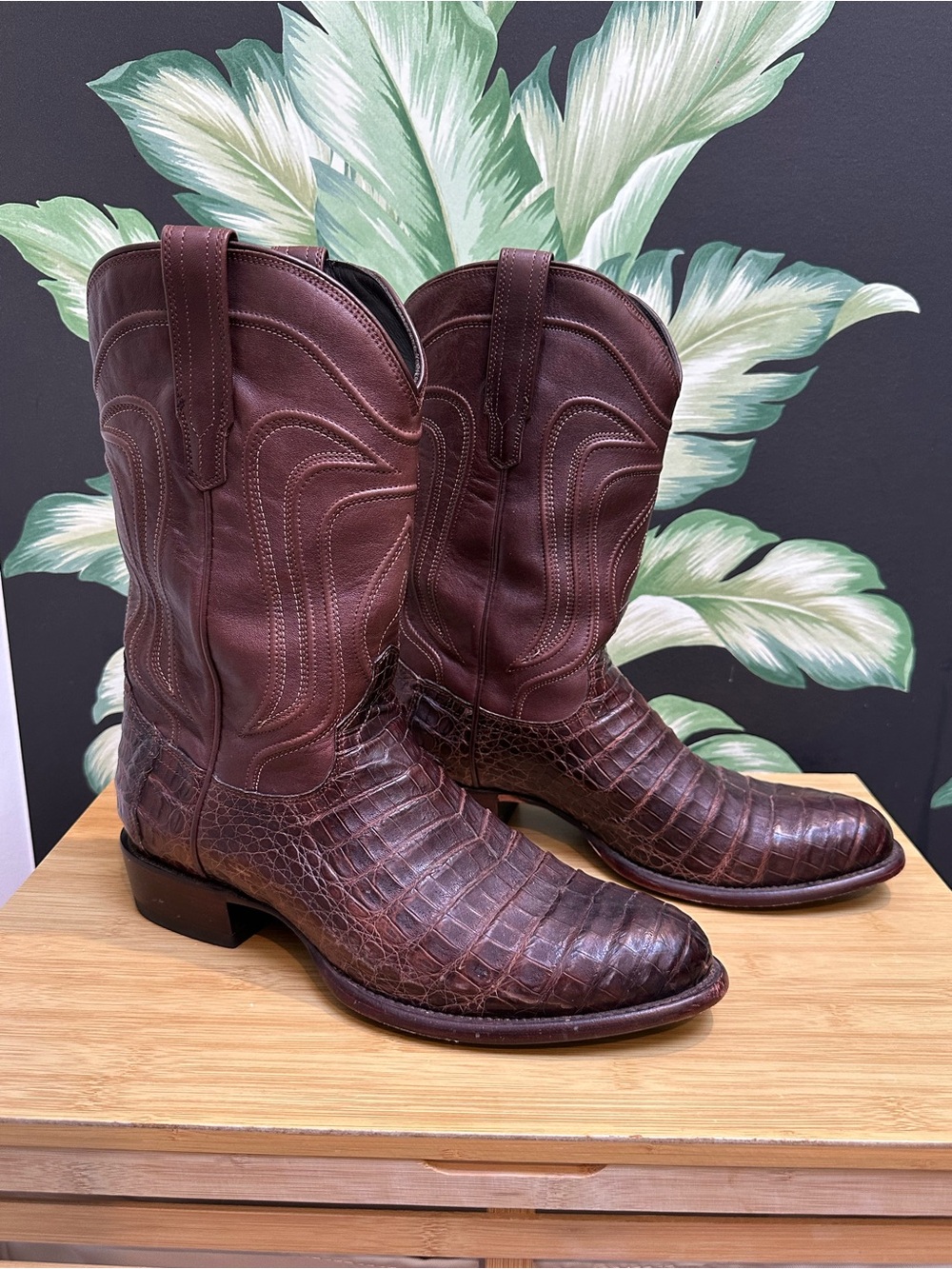 Tecovas Dark Brown Caiman Western Boots